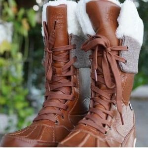 Brown winter rain boots
